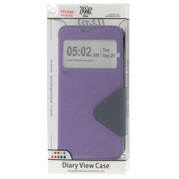 Roar Series Cross Texture Leather Case with Call Display ID & Credit Card Slots & Holder for Galaxy Note 3 Neo / N7505
