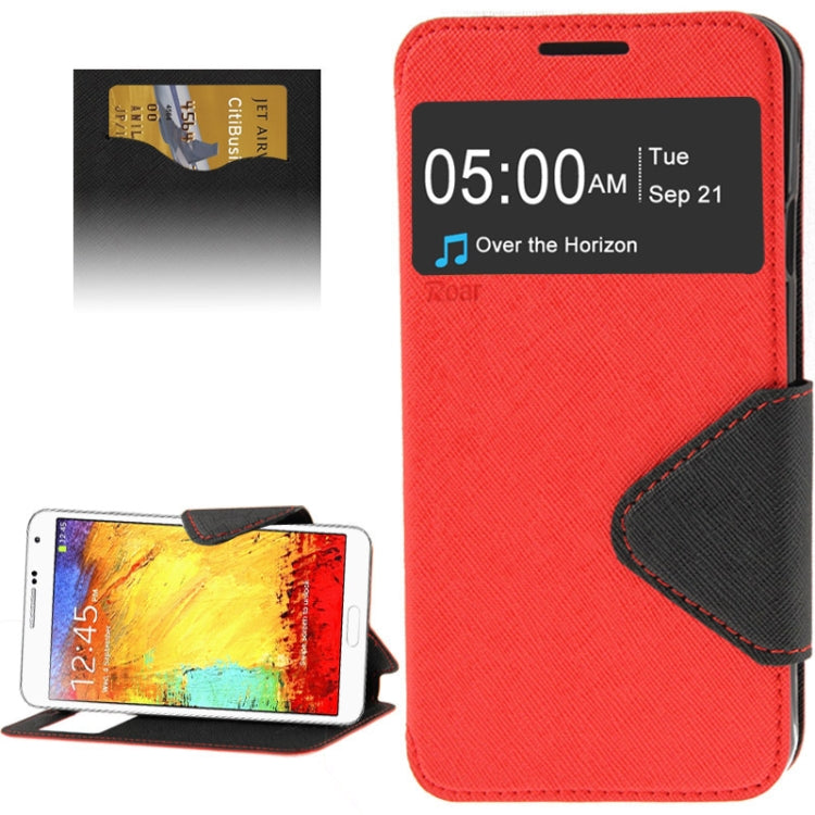 Roar Series Cross Texture Leather Case with Call Display ID & Credit Card Slots & Holder for Galaxy Note 3 Neo / N7505