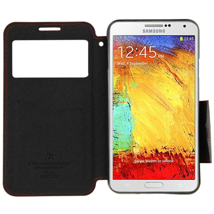 Roar Series Cross Texture Leather Case with Call Display ID & Credit Card Slots & Holder for Galaxy Note 3 Neo / N7505