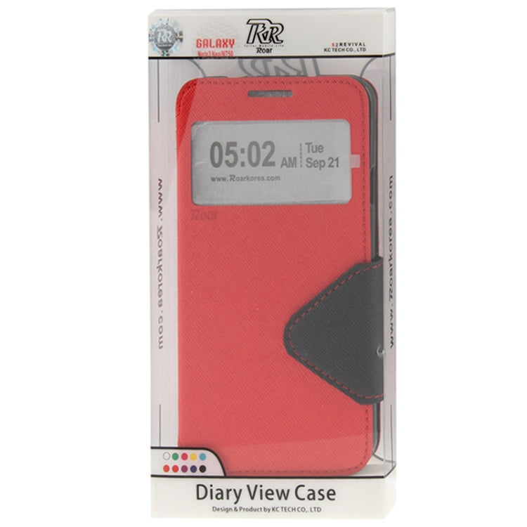 Roar Series Cross Texture Leather Case with Call Display ID & Credit Card Slots & Holder for Galaxy Note 3 Neo / N7505