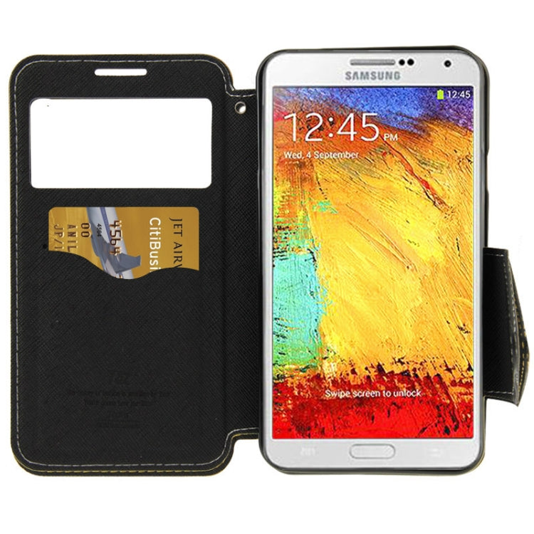 Roar Series Cross Texture Leather Case with Call Display ID & Credit Card Slots & Holder for Galaxy Note 3 Neo / N7505