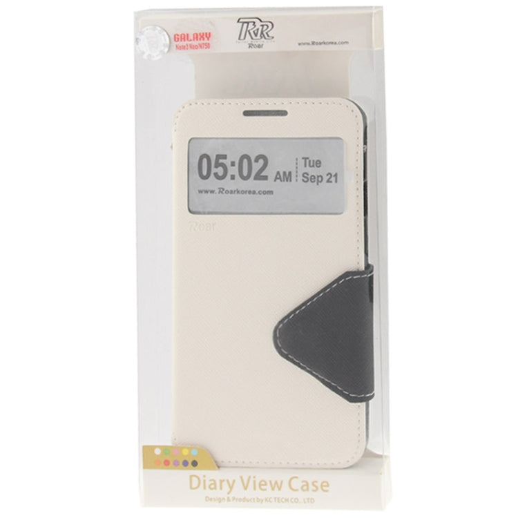 Roar Series Cross Texture Leather Case with Call Display ID & Credit Card Slots & Holder for Galaxy Note 3 Neo / N7505