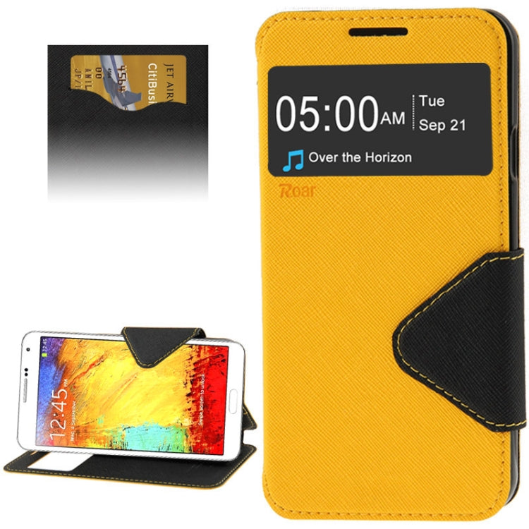 Roar Series Cross Texture Leather Case with Call Display ID & Credit Card Slots & Holder for Galaxy Note 3 Neo / N7505