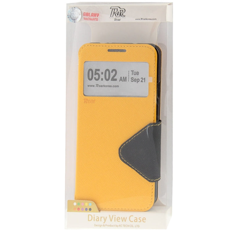 Roar Series Cross Texture Leather Case with Call Display ID & Credit Card Slots & Holder for Galaxy Note 3 Neo / N7505