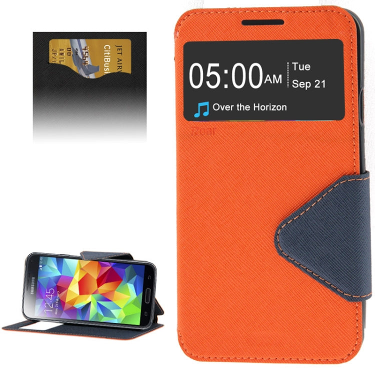 Roar Series Cross Texture Leather Case with Call Display ID & Credit Card Slots & Holder for Galaxy S5 / G900