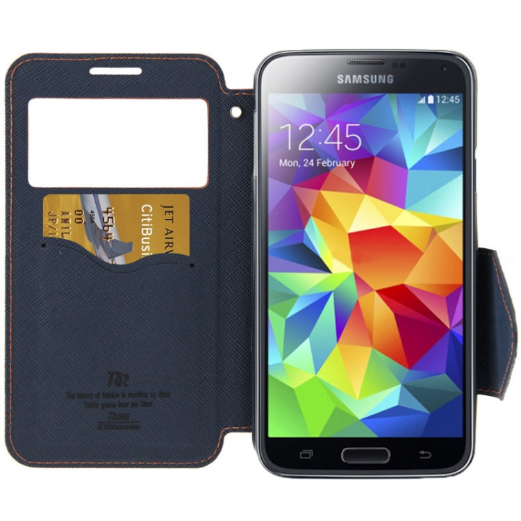 Roar Series Cross Texture Leather Case with Call Display ID & Credit Card Slots & Holder for Galaxy S5 / G900