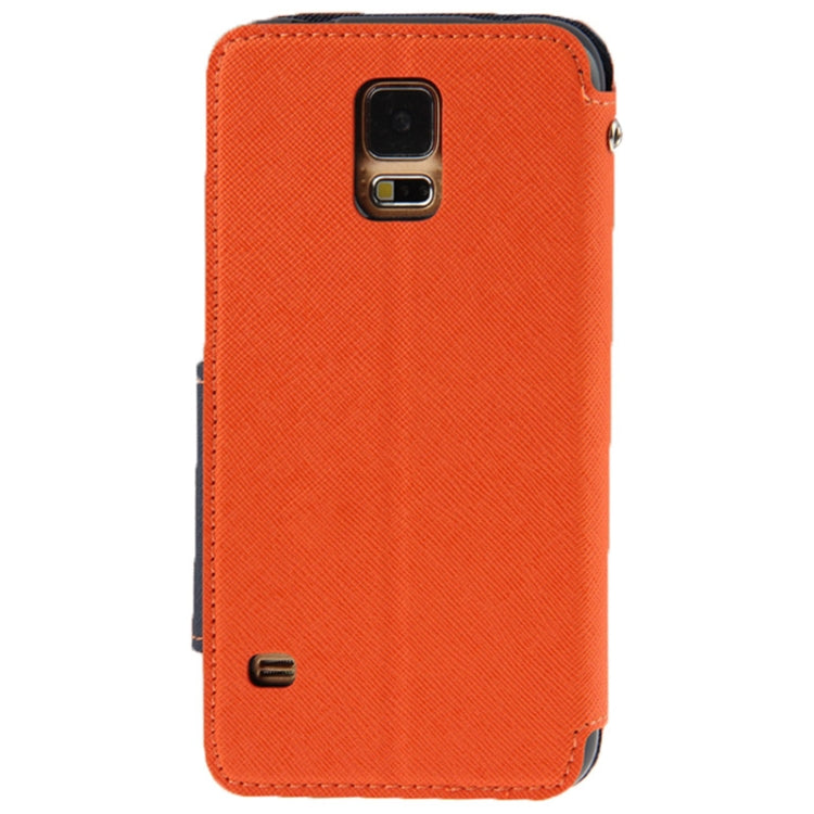 Roar Series Cross Texture Leather Case with Call Display ID & Credit Card Slots & Holder for Galaxy S5 / G900