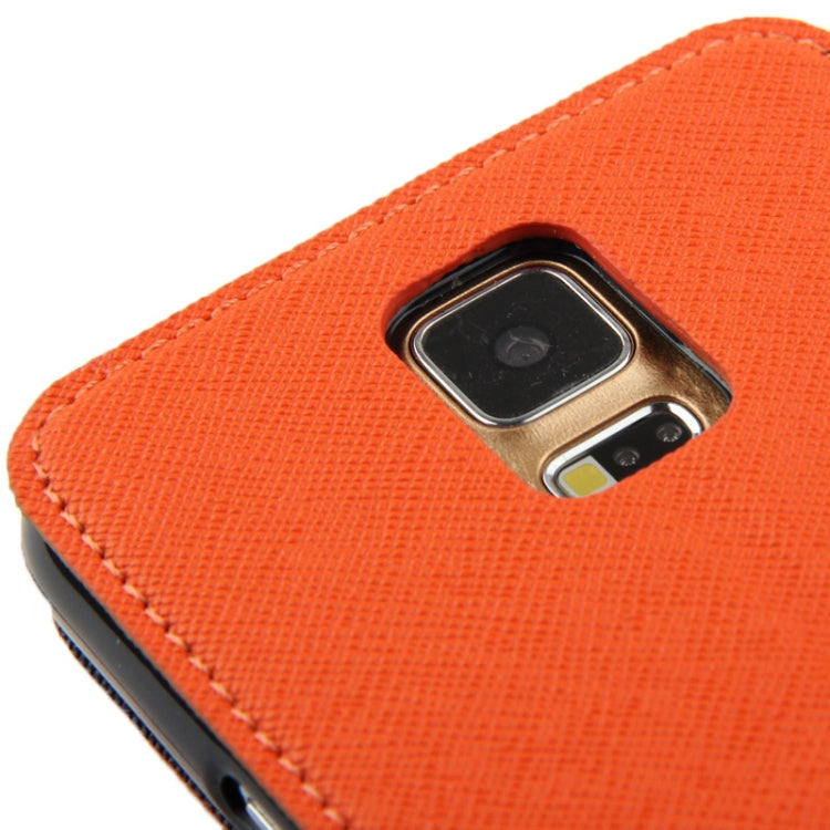 Roar Series Cross Texture Leather Case with Call Display ID & Credit Card Slots & Holder for Galaxy S5 / G900