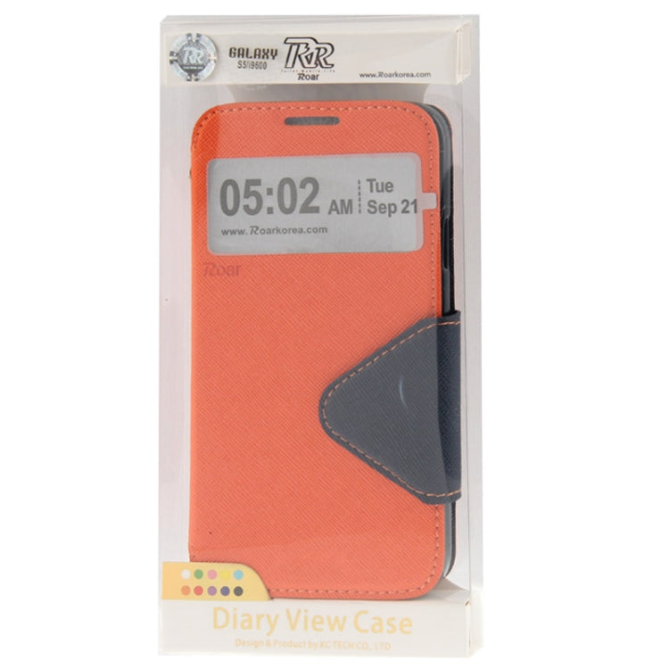 Roar Series Cross Texture Leather Case with Call Display ID & Credit Card Slots & Holder for Galaxy S5 / G900