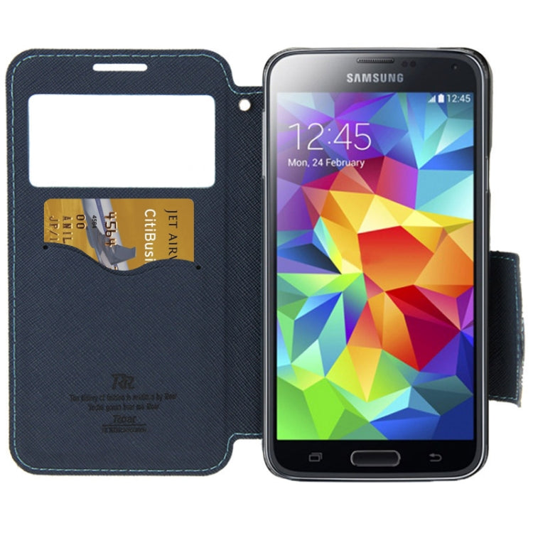 Roar Series Cross Texture Leather Case with Call Display ID & Credit Card Slots & Holder for Galaxy S5 / G900