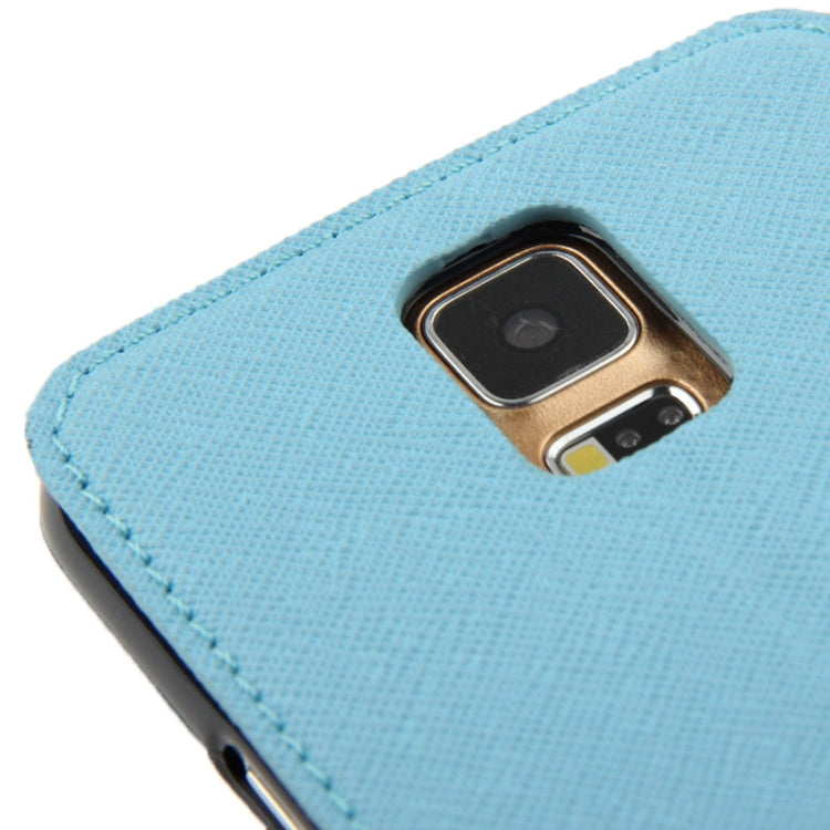 Roar Series Cross Texture Leather Case with Call Display ID & Credit Card Slots & Holder for Galaxy S5 / G900