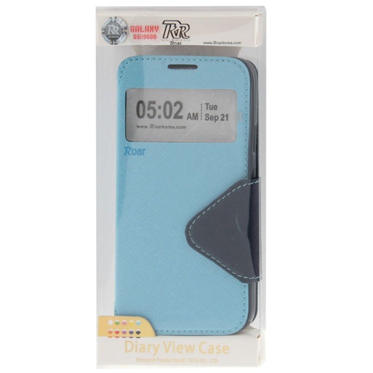 Roar Series Cross Texture Leather Case with Call Display ID & Credit Card Slots & Holder for Galaxy S5 / G900