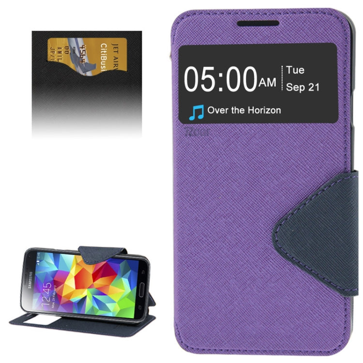 Roar Series Cross Texture Leather Case with Call Display ID & Credit Card Slots & Holder for Galaxy S5 / G900