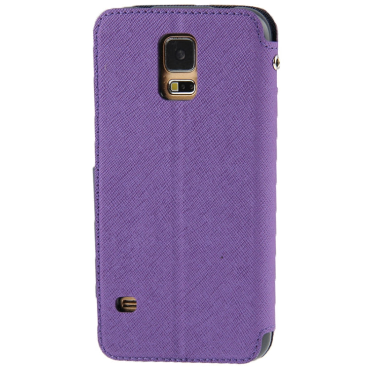 Roar Series Cross Texture Leather Case with Call Display ID & Credit Card Slots & Holder for Galaxy S5 / G900
