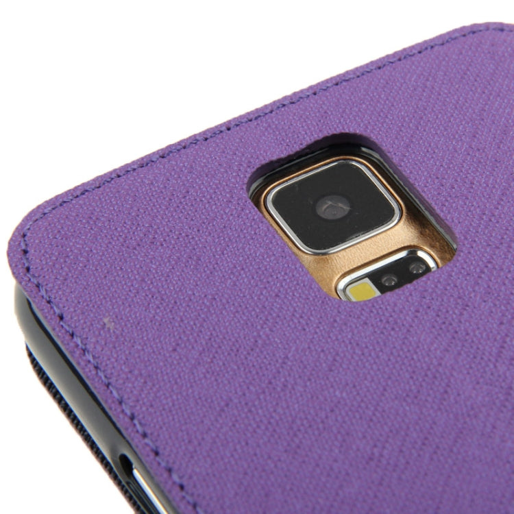 Roar Series Cross Texture Leather Case with Call Display ID & Credit Card Slots & Holder for Galaxy S5 / G900