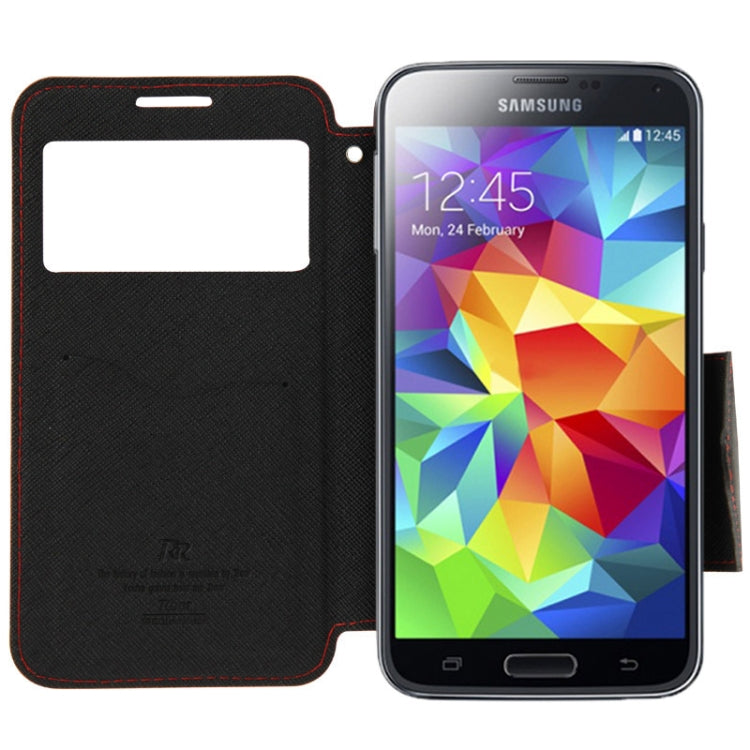 Roar Series Cross Texture Leather Case with Call Display ID & Credit Card Slots & Holder for Galaxy S5 / G900