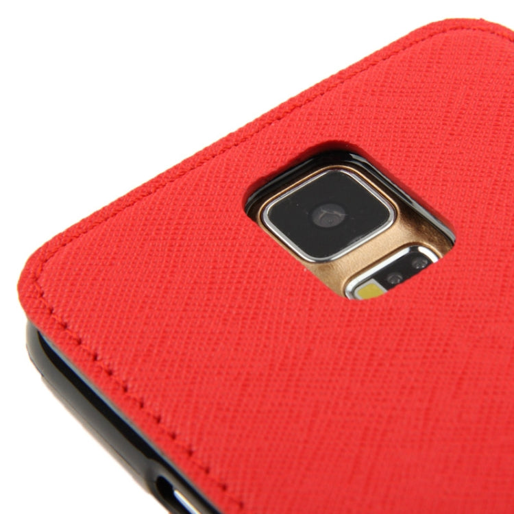 Roar Series Cross Texture Leather Case with Call Display ID & Credit Card Slots & Holder for Galaxy S5 / G900