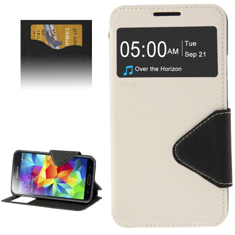 Roar Series Cross Texture Leather Case with Call Display ID & Credit Card Slots & Holder for Galaxy S5 / G900