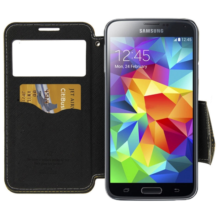 Roar Series Cross Texture Leather Case with Call Display ID & Credit Card Slots & Holder for Galaxy S5 / G900