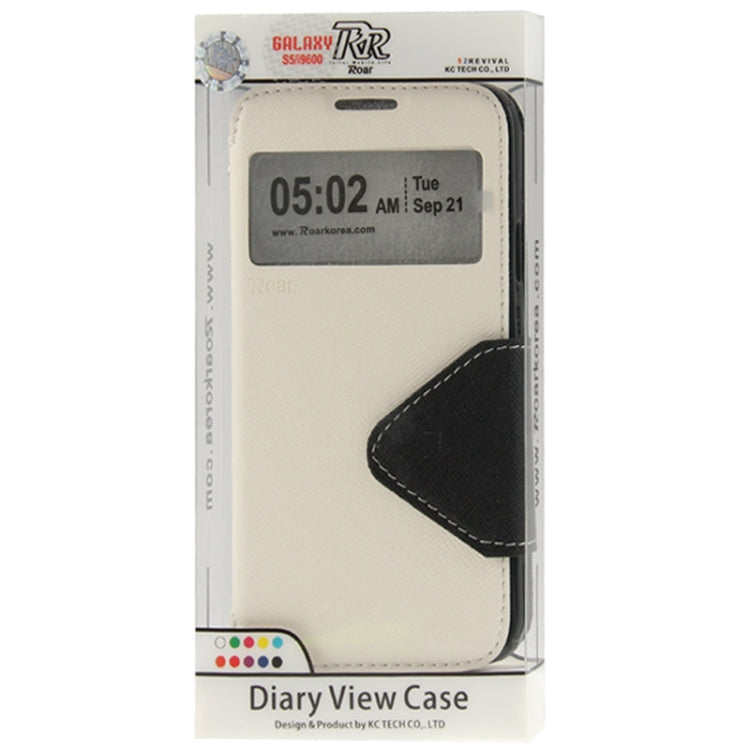 Roar Series Cross Texture Leather Case with Call Display ID & Credit Card Slots & Holder for Galaxy S5 / G900