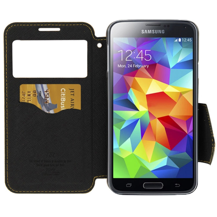 Roar Series Cross Texture Leather Case with Call Display ID & Credit Card Slots & Holder for Galaxy S5 / G900