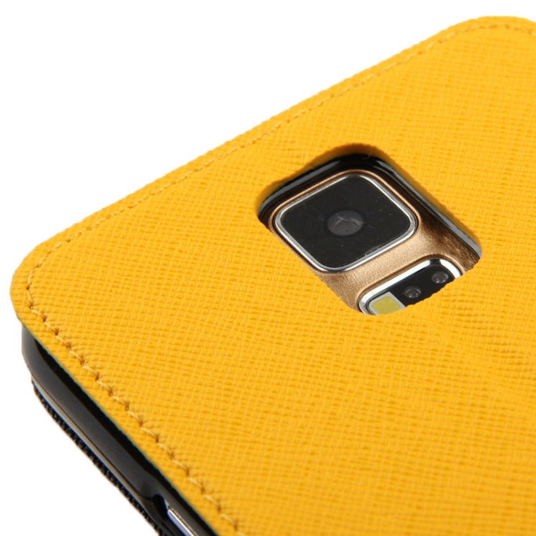 Roar Series Cross Texture Leather Case with Call Display ID & Credit Card Slots & Holder for Galaxy S5 / G900