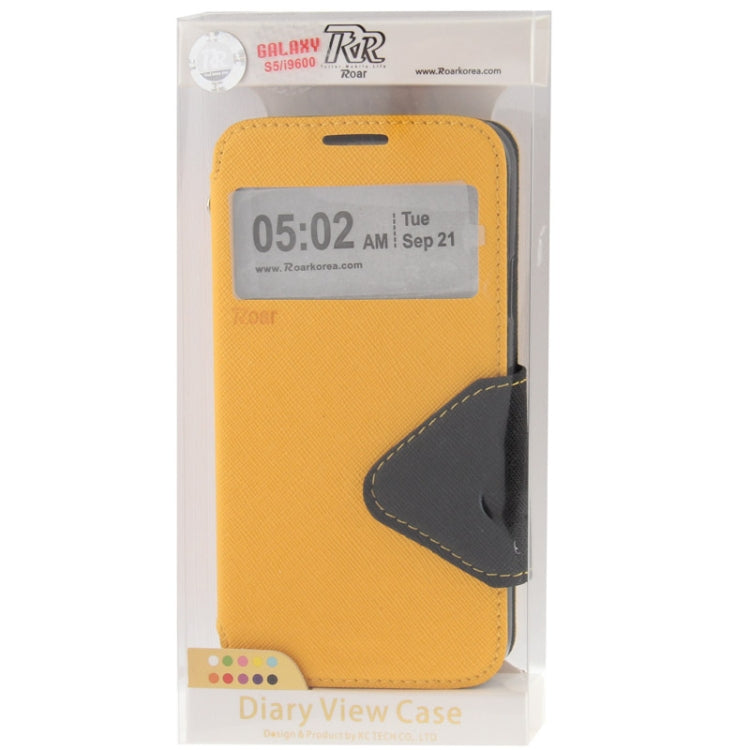 Roar Series Cross Texture Leather Case with Call Display ID & Credit Card Slots & Holder for Galaxy S5 / G900