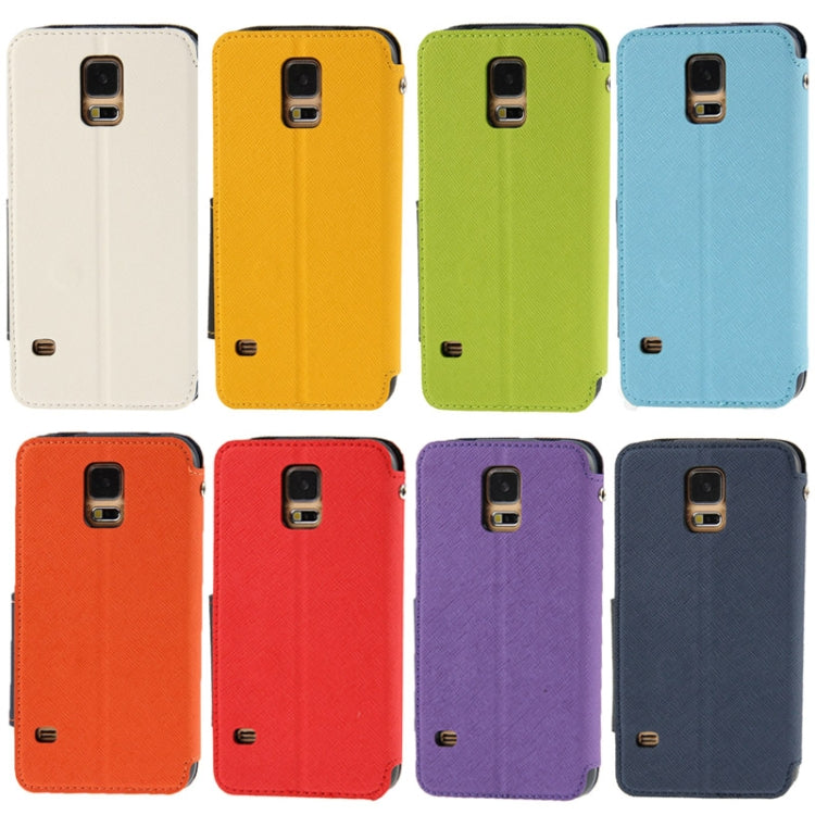 Roar Series Cross Texture Leather Case with Call Display ID & Credit Card Slots & Holder for Galaxy S5 / G900