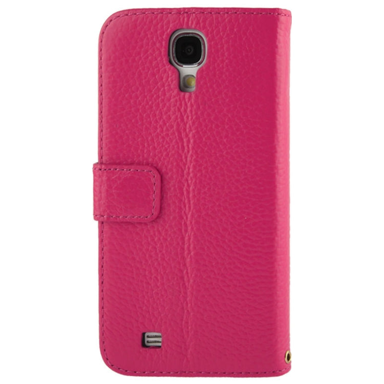 Litchi Texture Horizontal Flip Top-grain Genuine Leather Case with Holder for Galaxy S IV / i9500