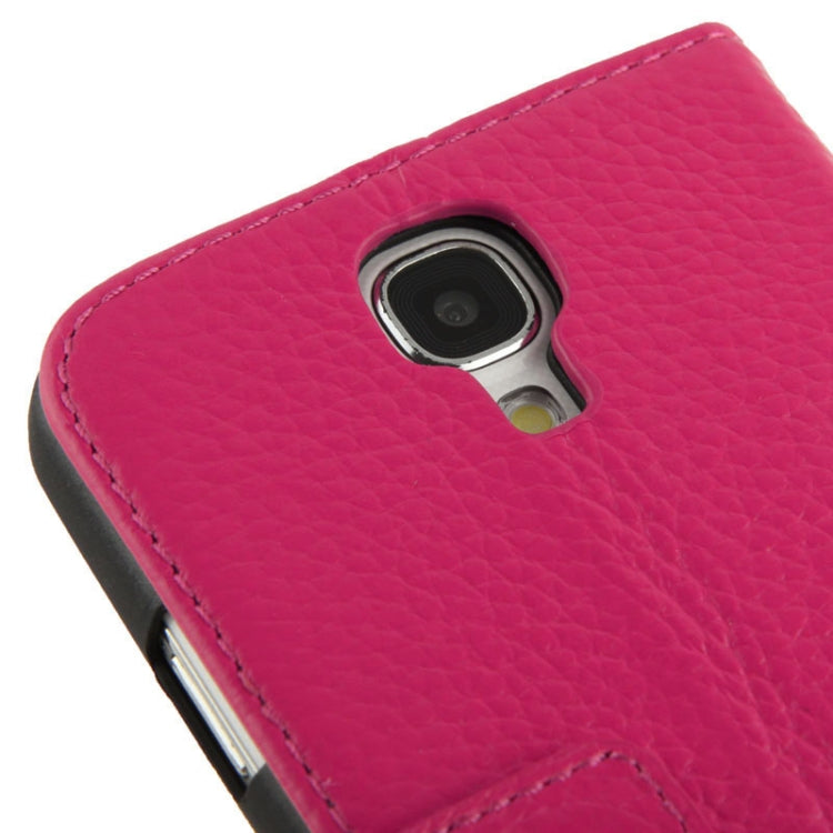 Litchi Texture Horizontal Flip Top-grain Genuine Leather Case with Holder for Galaxy S IV / i9500