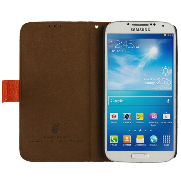 Litchi Texture Horizontal Flip Top-grain Genuine Leather Case with Holder for Galaxy S IV / i9500