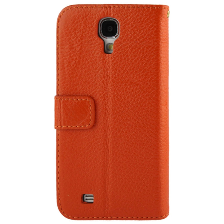 Litchi Texture Horizontal Flip Top-grain Genuine Leather Case with Holder for Galaxy S IV / i9500