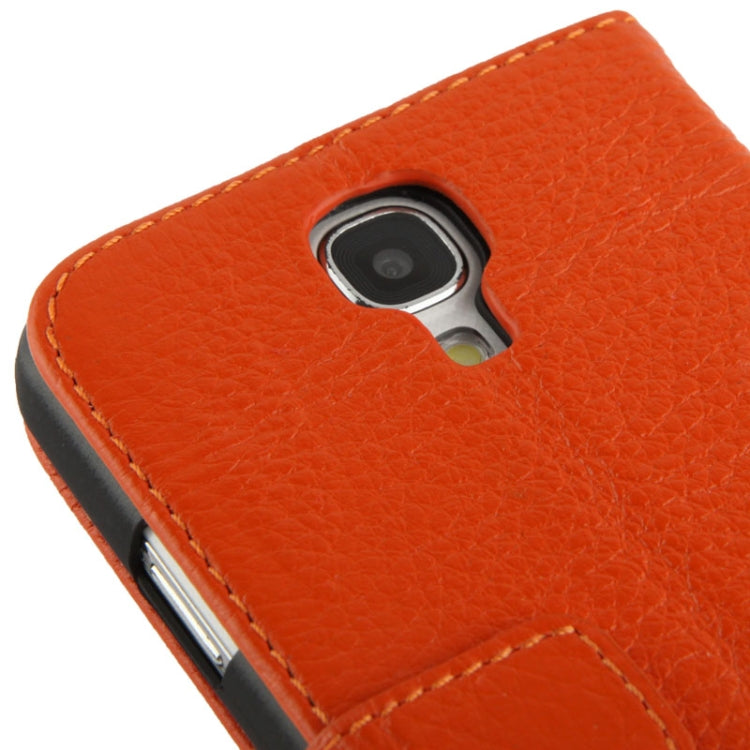 Litchi Texture Horizontal Flip Top-grain Genuine Leather Case with Holder for Galaxy S IV / i9500