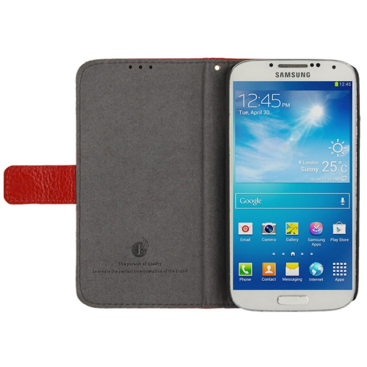 Litchi Texture Horizontal Flip Top-grain Genuine Leather Case with Holder for Galaxy S IV / i9500