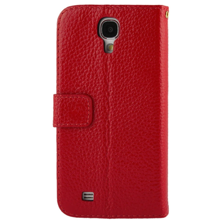 Litchi Texture Horizontal Flip Top-grain Genuine Leather Case with Holder for Galaxy S IV / i9500