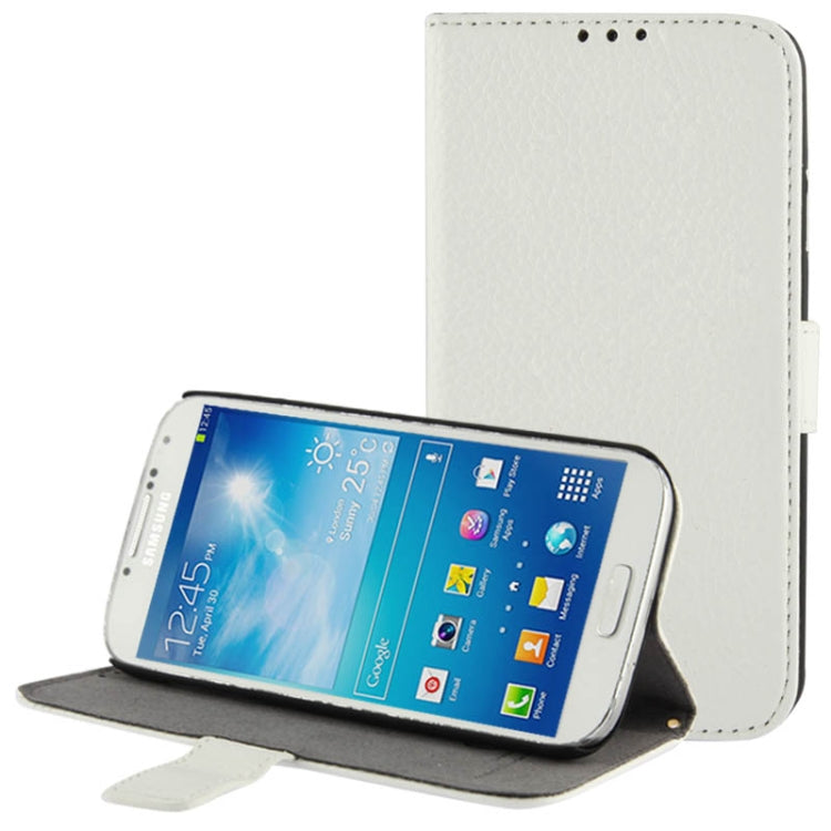 Litchi Texture Horizontal Flip Top-grain Genuine Leather Case with Holder for Galaxy S IV / i9500