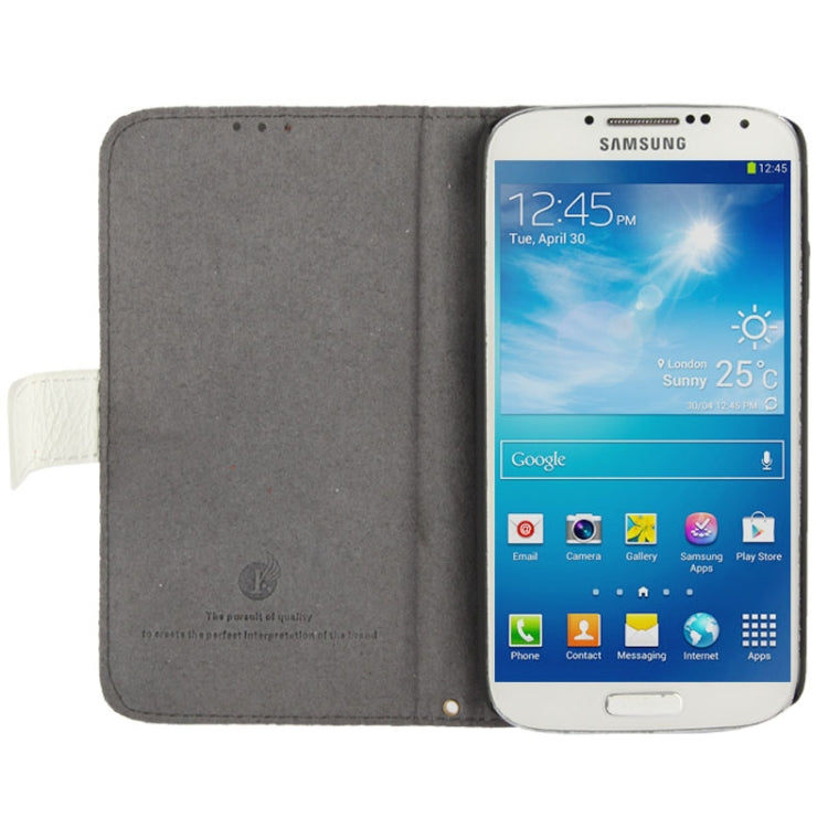 Litchi Texture Horizontal Flip Top-grain Genuine Leather Case with Holder for Galaxy S IV / i9500