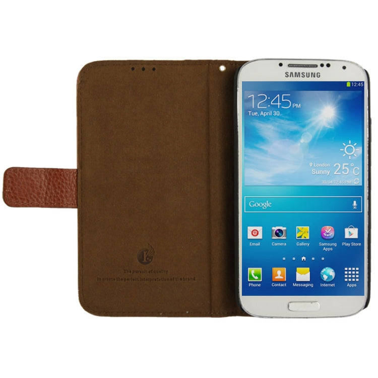Litchi Texture Horizontal Flip Top-grain Genuine Leather Case with Holder for Galaxy S IV / i9500