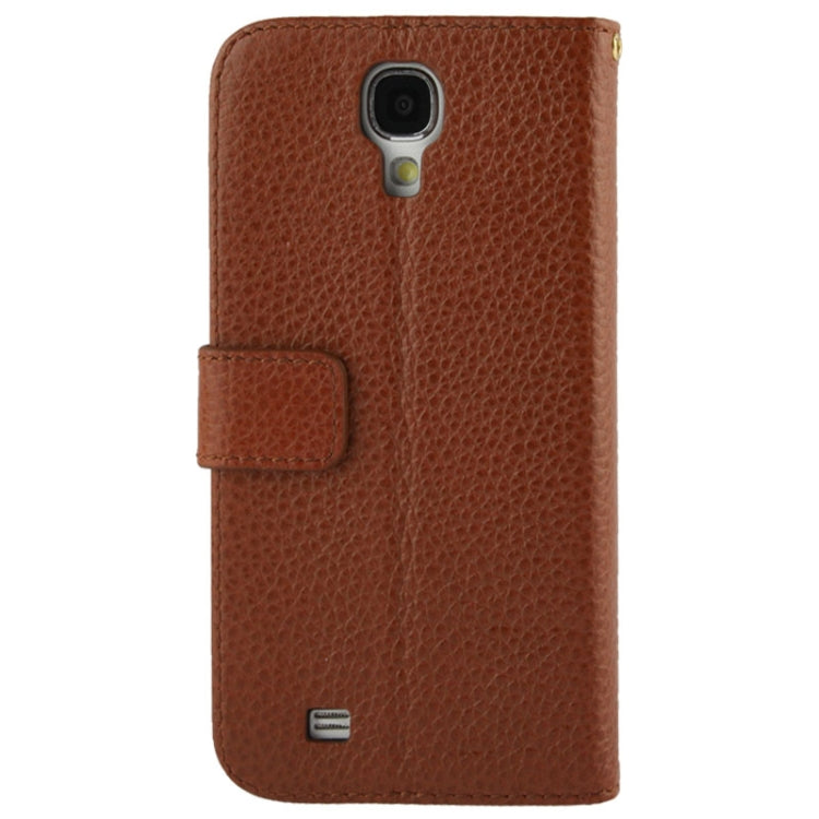 Litchi Texture Horizontal Flip Top-grain Genuine Leather Case with Holder for Galaxy S IV / i9500