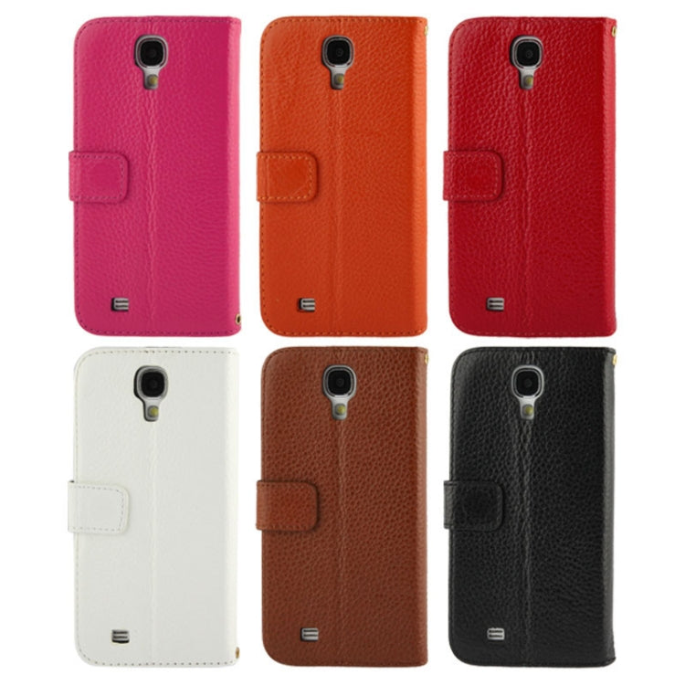 Litchi Texture Horizontal Flip Top-grain Genuine Leather Case with Holder for Galaxy S IV / i9500