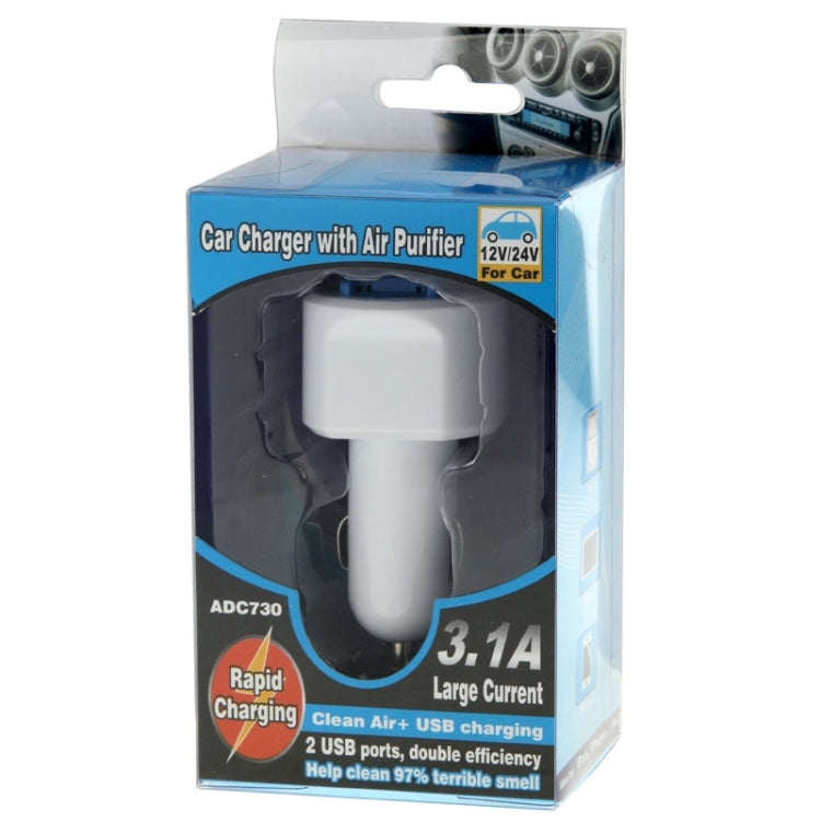 2.1A + 1.0A 5V Dual  USB Car Charger Adapter with Air Purifier for iPhone 6 & 6 Plus, iPhone 5 & 5C & 5S, iPad Air / iPad mini Retina, Galaxy Note III / N9000 / N7100 / i9500 / i9200 / HTC / LG / Sony / Nokia and other USB Device