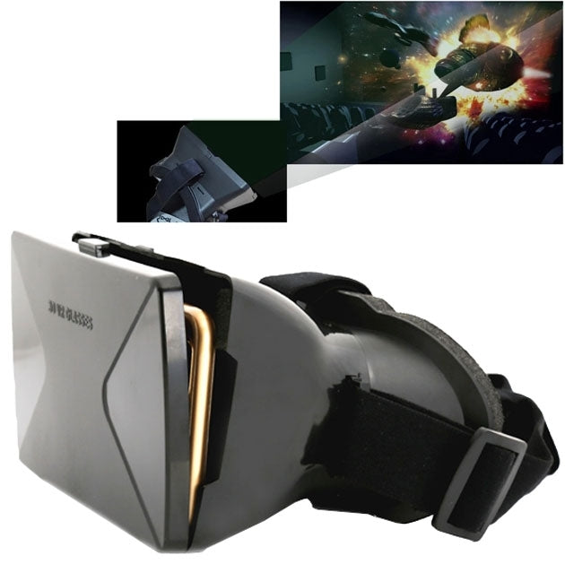 3D Cardboard Head Mount Plastic Virtual Reality 3D Video Glasses for 6.0 inch Android iOS Smartphone(Black)