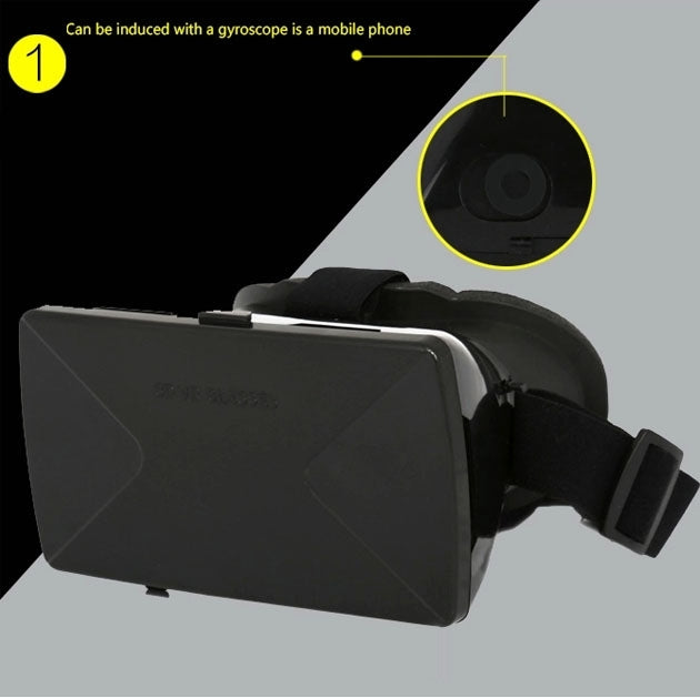 3D Cardboard Head Mount Plastic Virtual Reality 3D Video Glasses for 6.0 inch Android iOS Smartphone(Black)