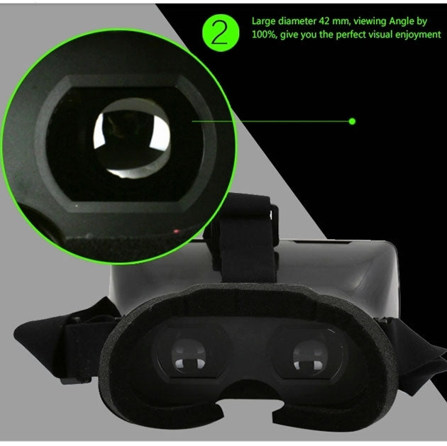 3D Cardboard Head Mount Plastic Virtual Reality 3D Video Glasses for 6.0 inch Android iOS Smartphone(Black)