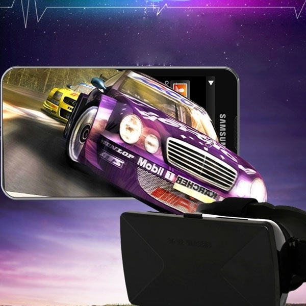 3D Cardboard Head Mount Plastic Virtual Reality 3D Video Glasses for 6.0 inch Android iOS Smartphone(Black)