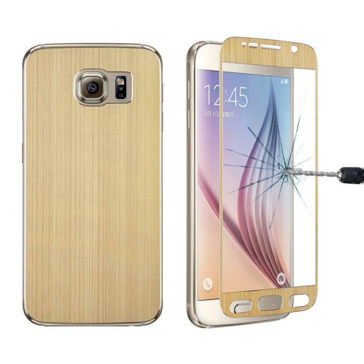0.3mm Front + Back Brushed Texture Titanium Alloy Full Screen Tempered Glass Screen Protector for Galaxy S6 / G920