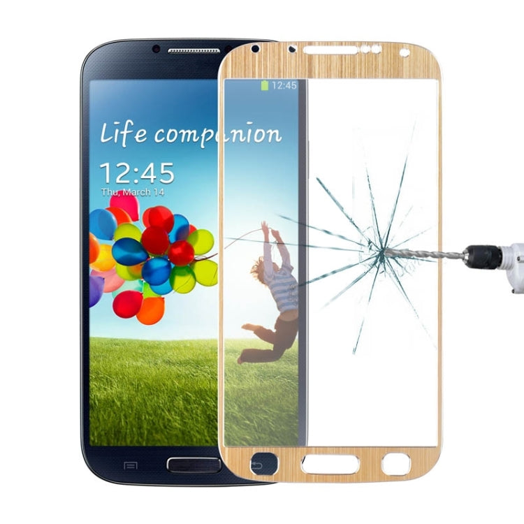 0.3mm Brushed Texture Titanium Alloy Full Screen Tempered Glass Screen Protector for Galaxy S IV / i9500