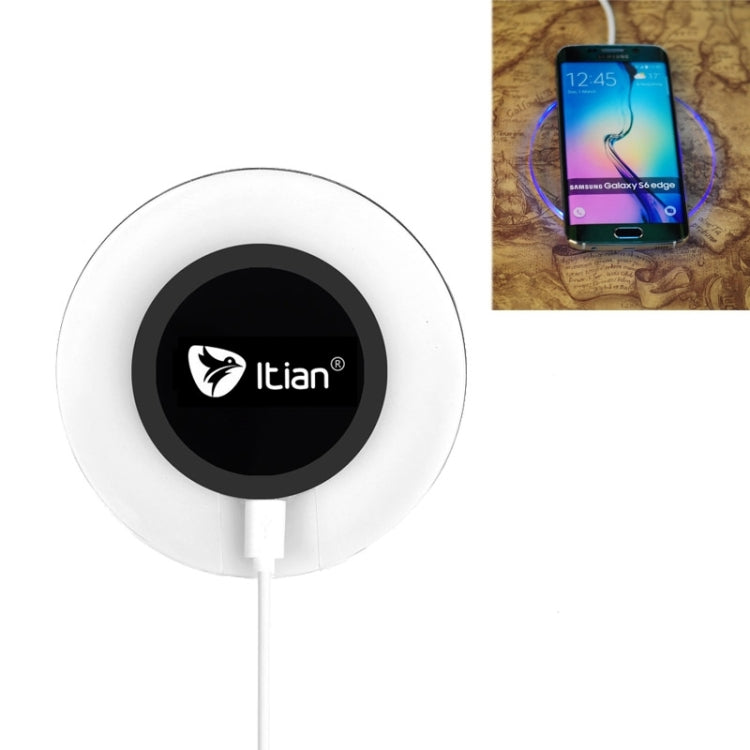 Itian A9 Qi Standard Circular Wireless Charger with LED Indicator  for iPhone 8 / 8 Plus / X &  Galaxy S7 Edge / S7 / S6 / S6 edge plus / Note 5 / Nokia / LG / HTC