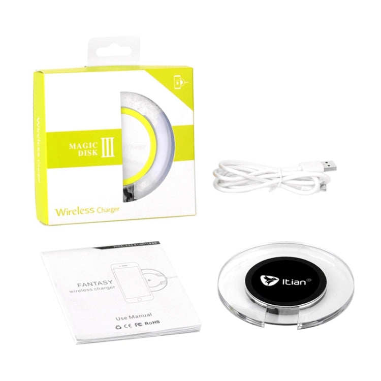 Itian A9 Qi Standard Circular Wireless Charger with LED Indicator  for iPhone 8 / 8 Plus / X &  Galaxy S7 Edge / S7 / S6 / S6 edge plus / Note 5 / Nokia / LG / HTC