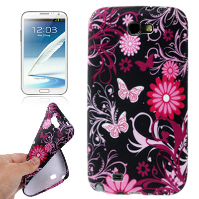Flowers and Butterflies Pattern TPU Case for Galaxy Note II / N7100